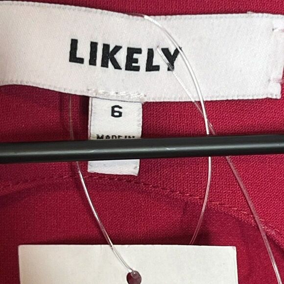 LIKELY La Brea Dress Size 6 Red Crepe Bodycon Sleeveless Square Neck Lined NWT - Picture 3 of 8